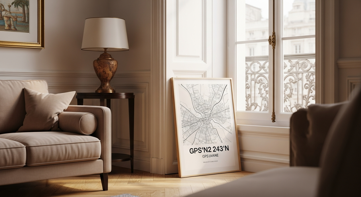 Affiche coordonnées GPS : le code secret de votre amour pour une décoration intérieure unique et sentimentale