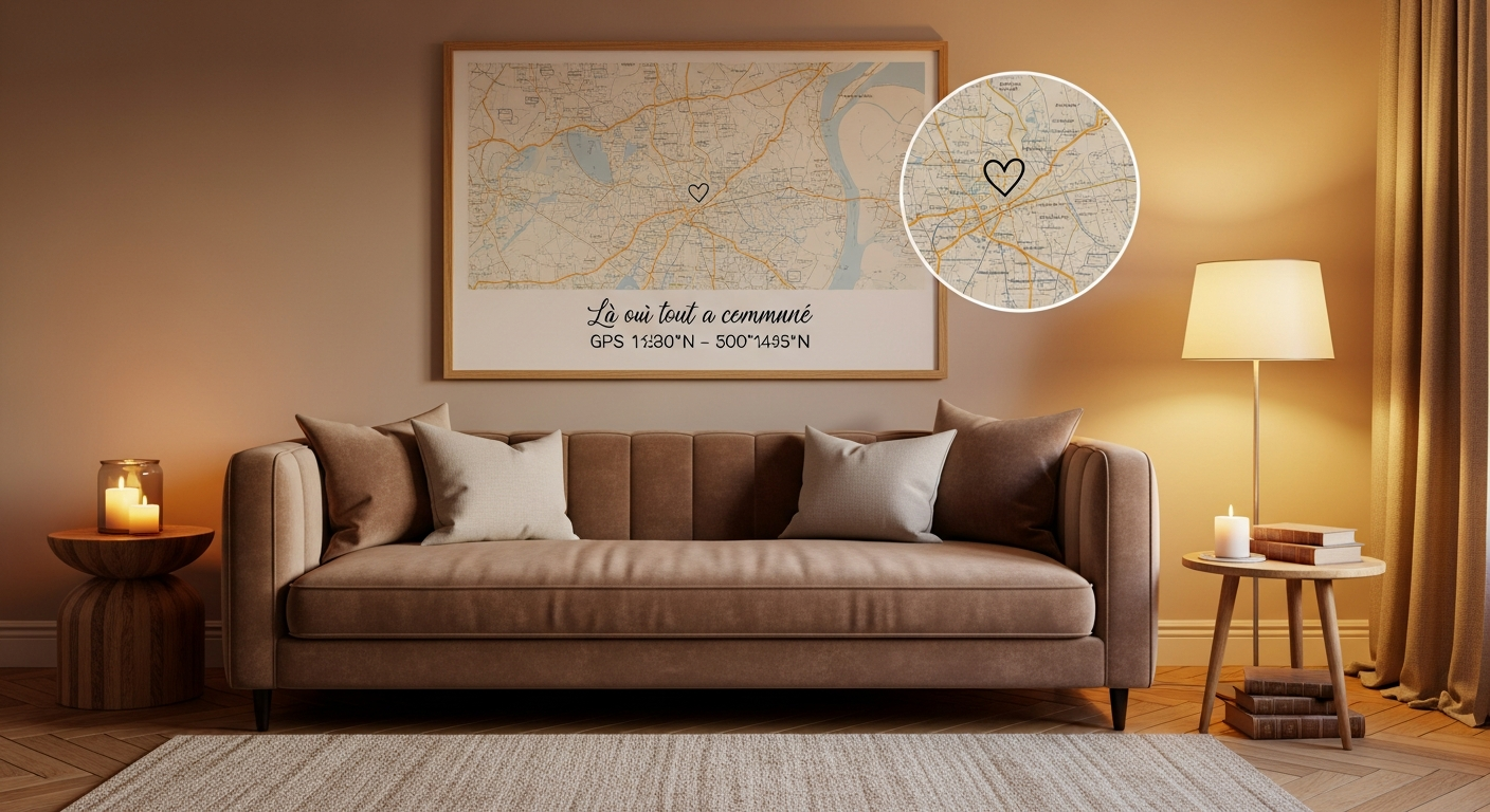Cadre « Là où notre histoire a commencé » : Le cadeau couple personnalisé inoubliable