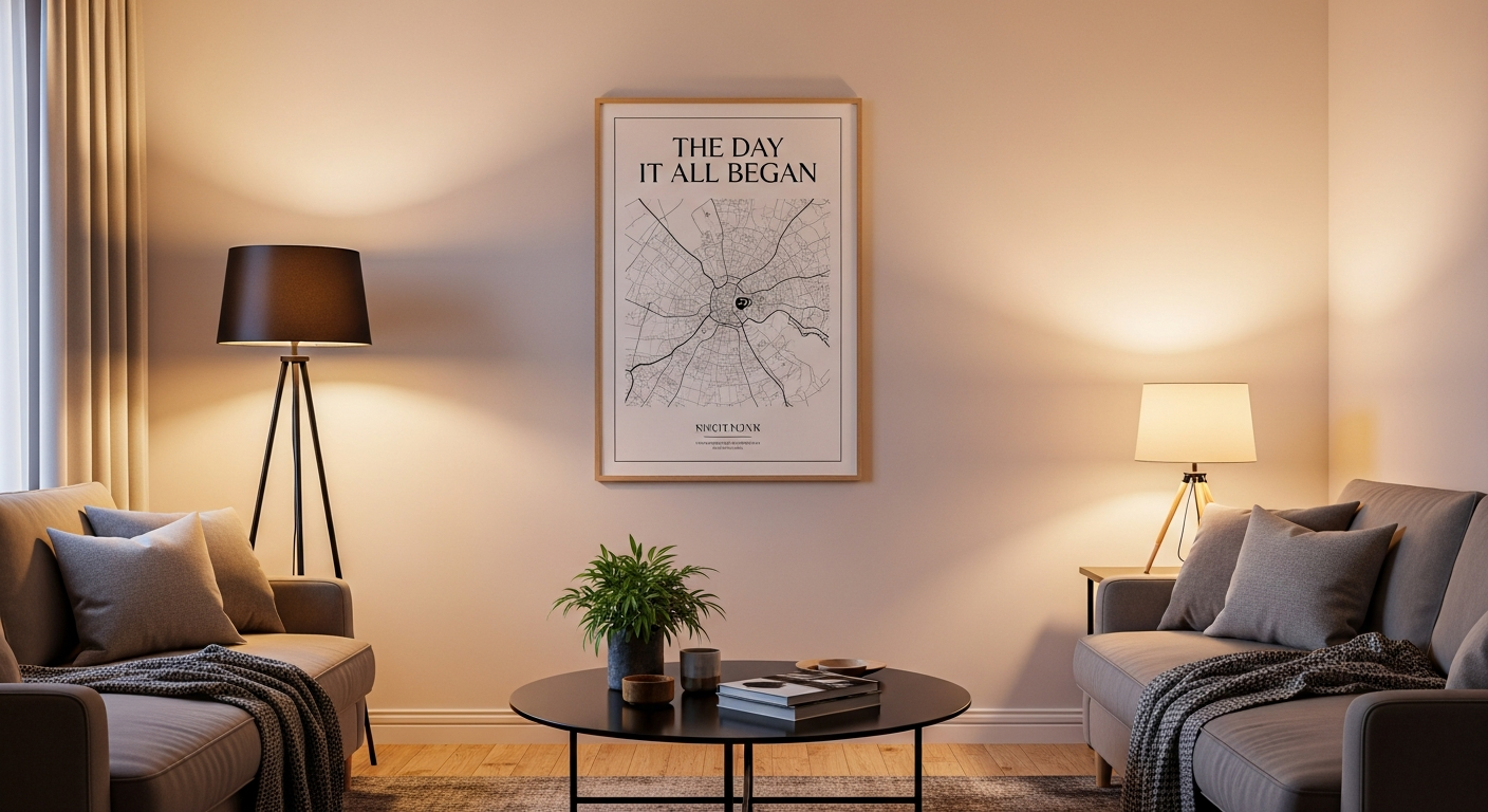 Affiche "The day it all began" : Le cadeau unique pour immortaliser le début de votre histoire