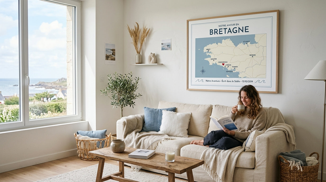 Affiche Bretagne : Vos coordonnées au bord de l'océan