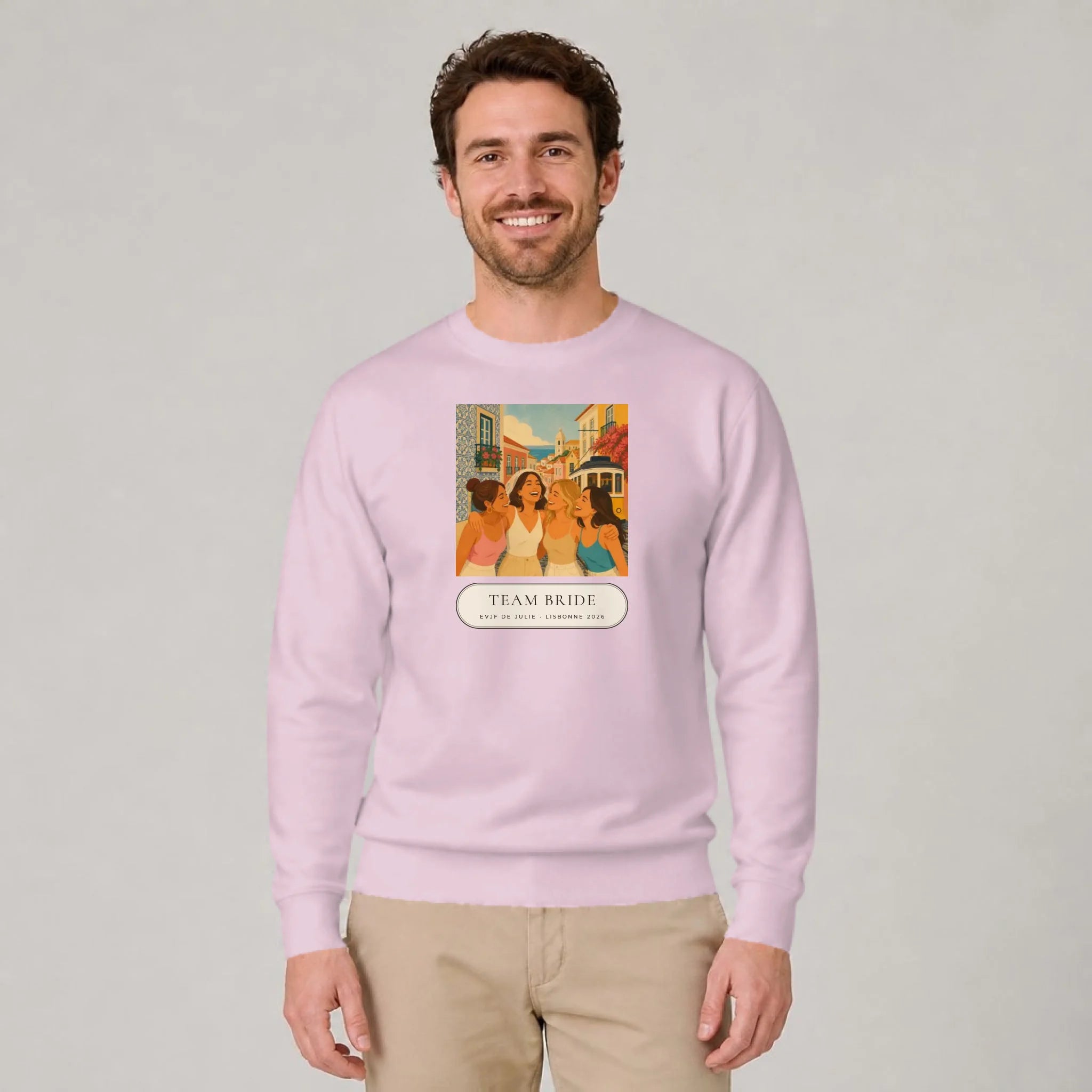 Sweat EVJF personnalisé porté par un homme