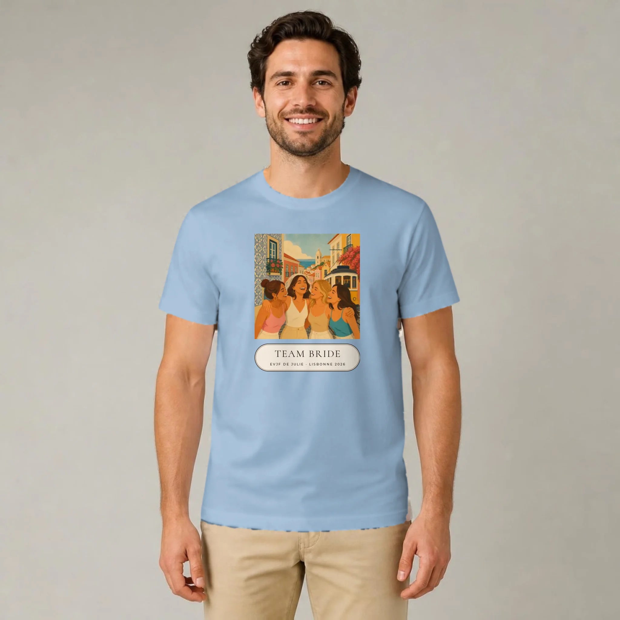 T-shirt EVJF personnalisé porté par un homme