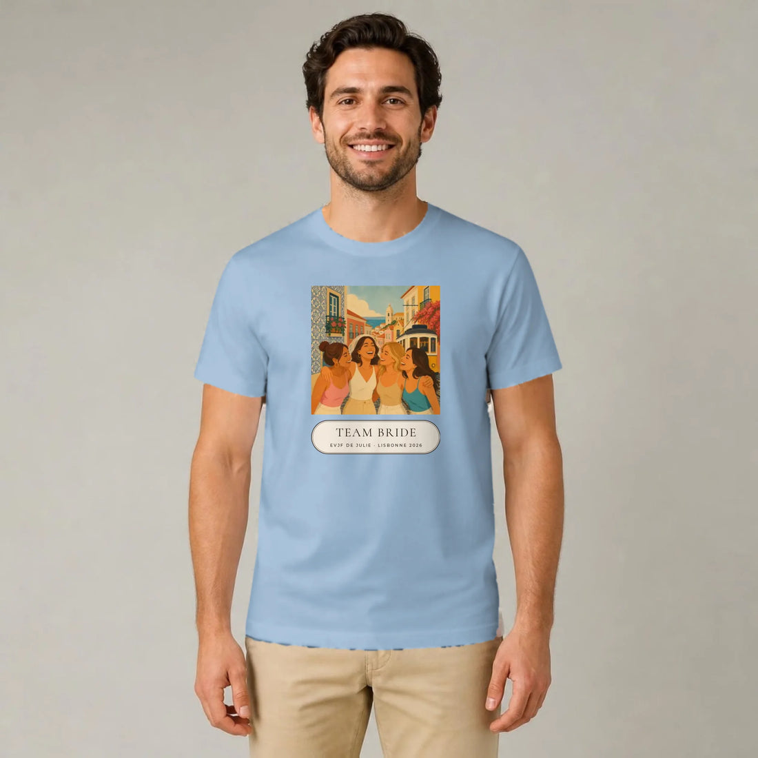 T-shirt EVJF personnalisé porté par un homme