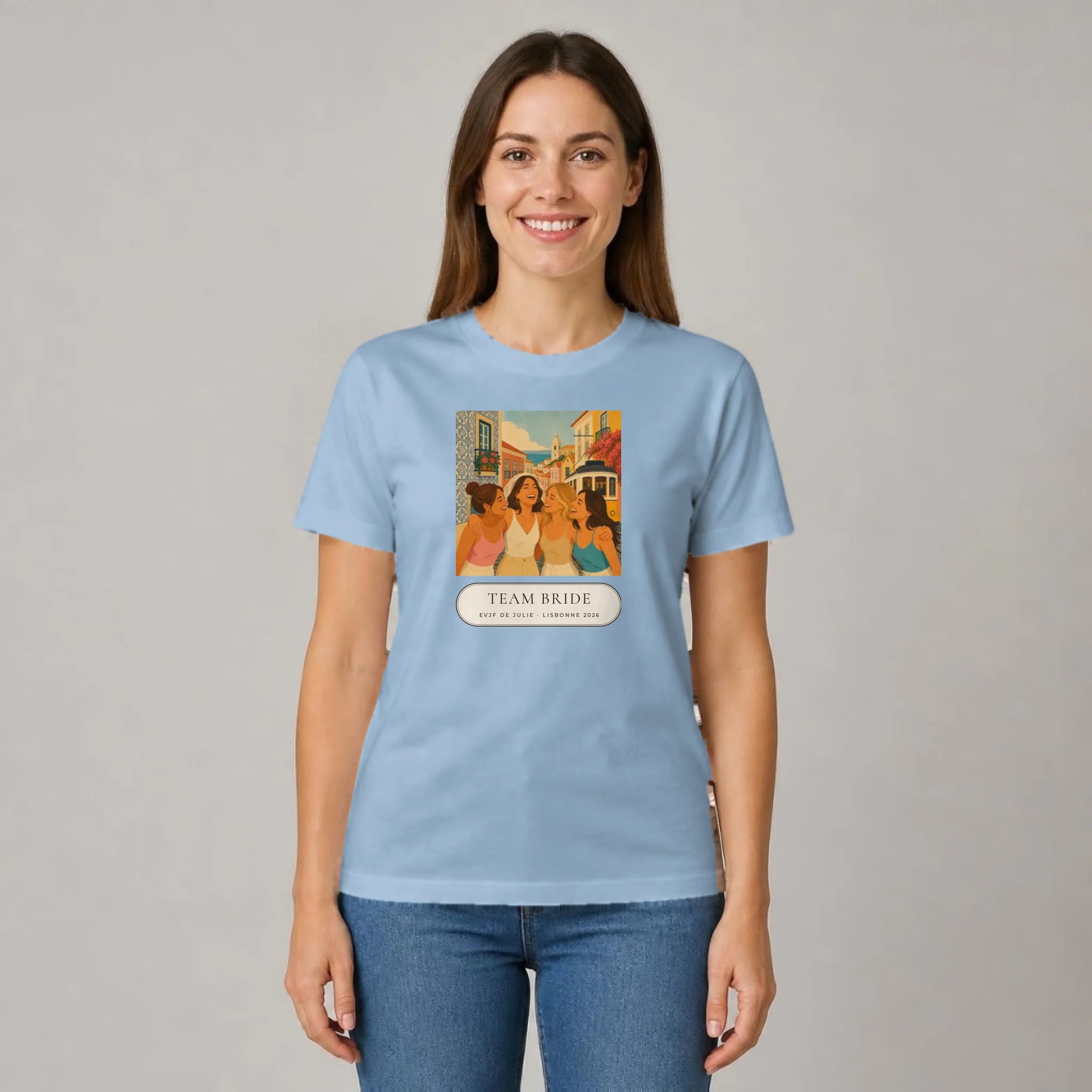 T-shirt EVJF personnalisé porté par une femme