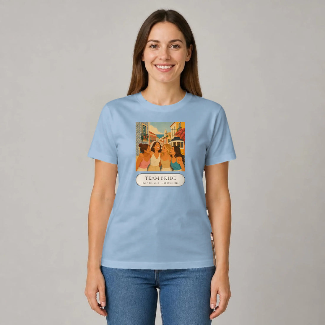 T-shirt EVJF personnalisé porté par une femme